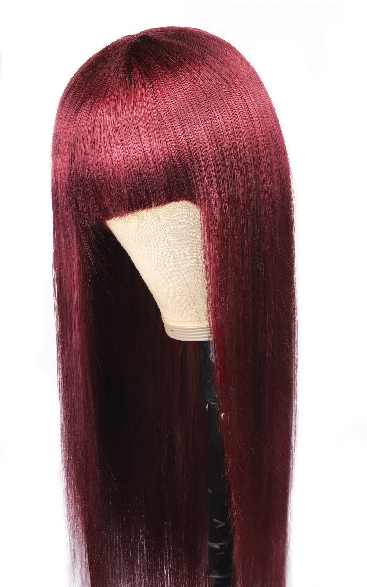 Qi Liuhai Real Hair Wig Straight Hair Headgear – Bild 3