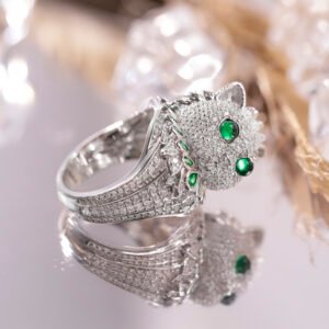 Premium Designer Sterling Silver Simulated Emerald