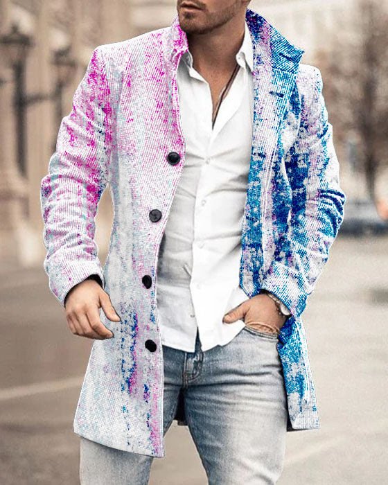 Men's Woolen Stand Collar Mid-length Trench Coat – Bild 6