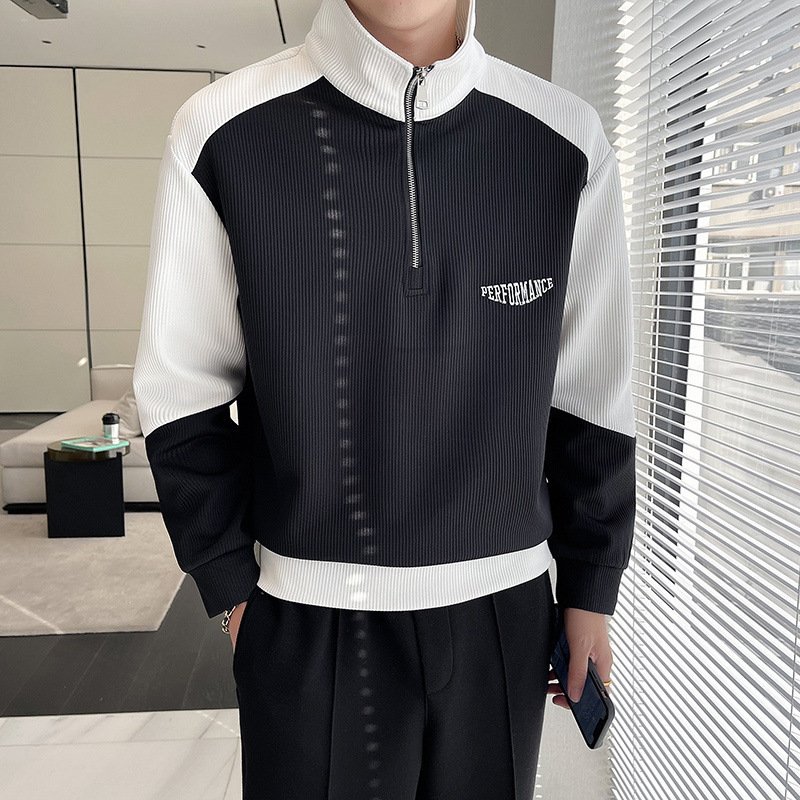 Spring And Autumn Stand Collar Half Zip New Pu Handsome Coat – Bild 4