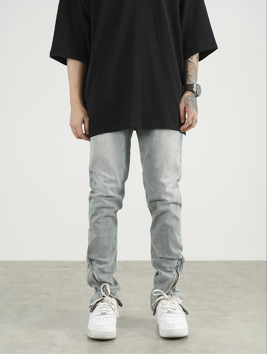 Men And Women High Street Scimitar Zipper Split Slim Jeans – Bild 8