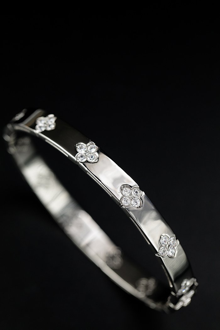 Women's Vintage Clover S925 Silver Gold Plated Bracelet – Bild 7