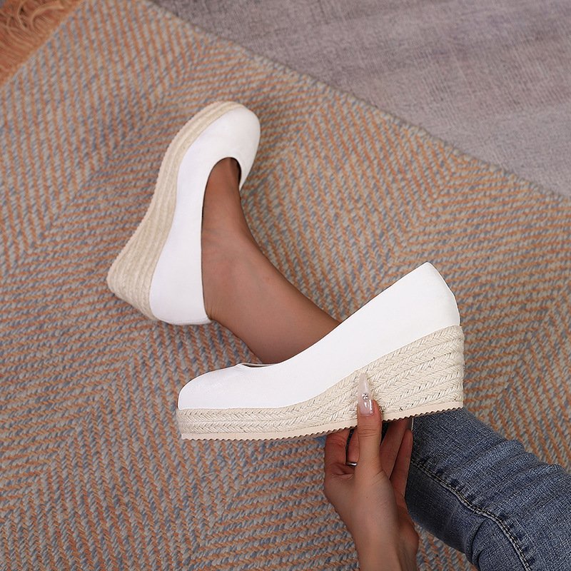 Women's Wedge Heel Thick Sole Round Toe Shallow Mouth Single Shoe – Bild 3