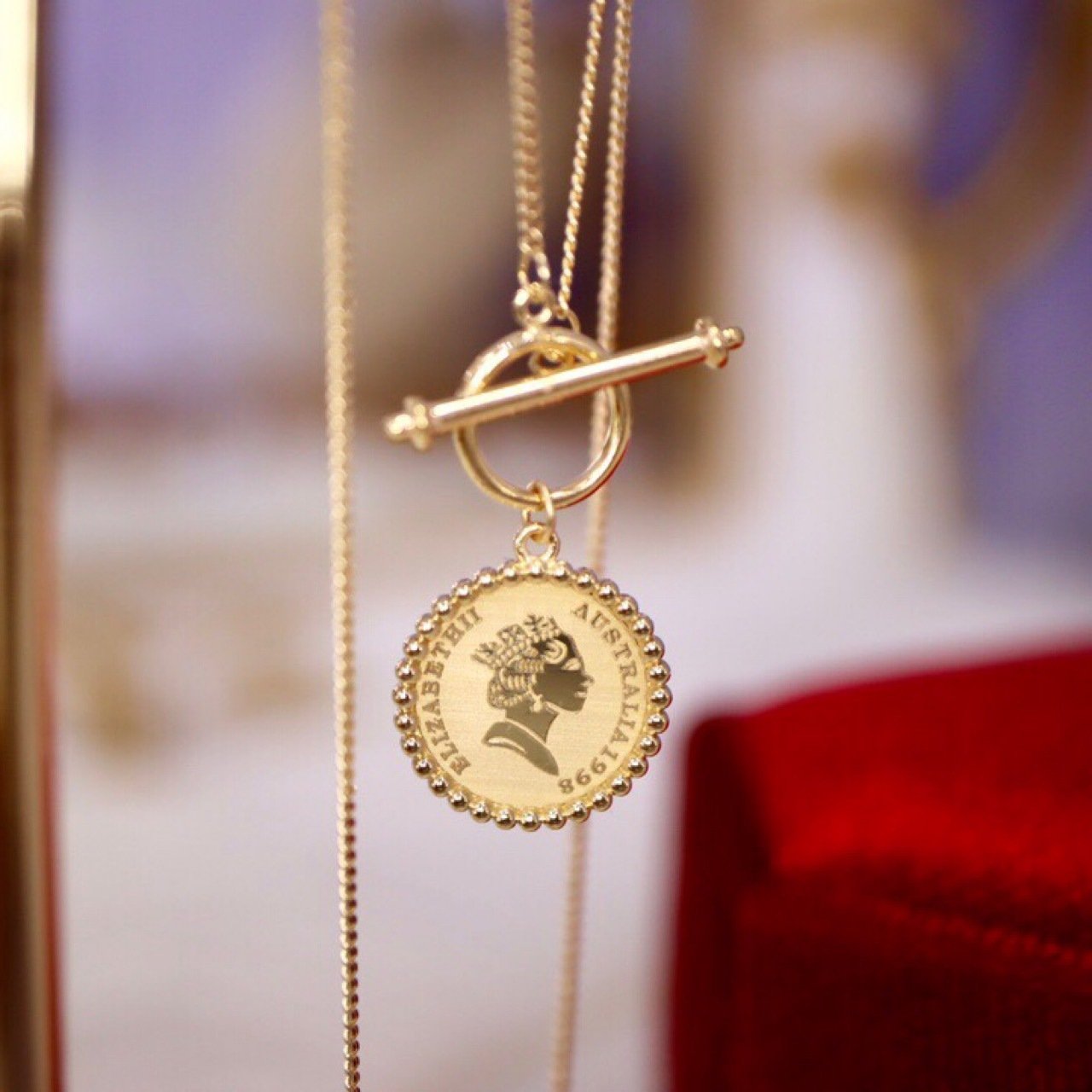 Gold Retro Round Brand Pure Jewelry Necklace – Bild 8