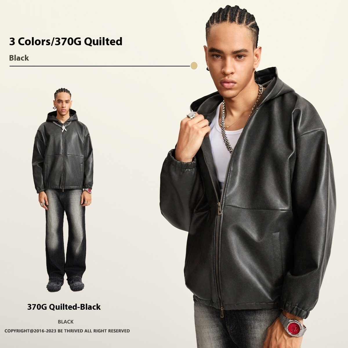 Heavy American Retro Fashion Brand Leather Coat – Bild 6